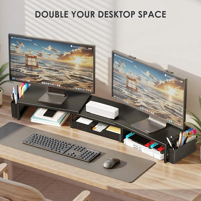 OPNICE Desk Organizers and Accessories, Dual Monitor Stand Riser - Image 4