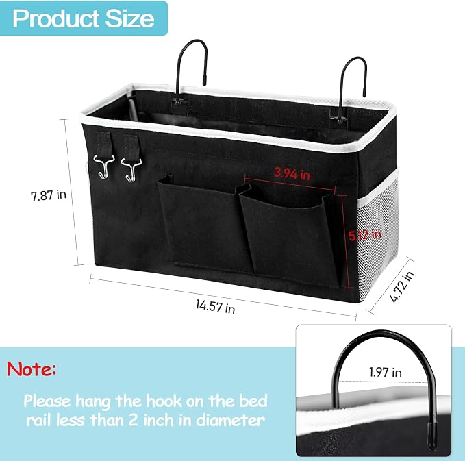 Loghot Bedside Caddy/Bedside Storage Bag Hanging Organizer - Image 4