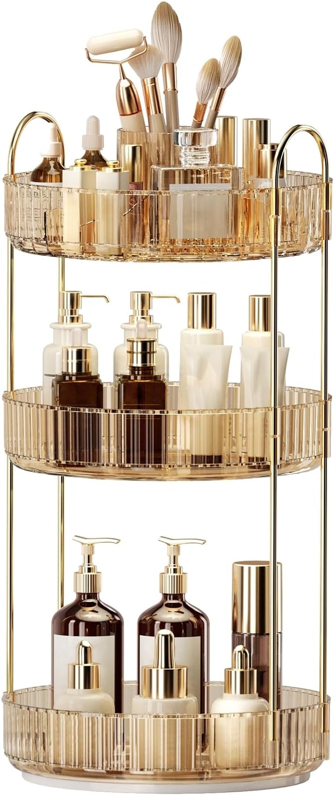 360° Rotating Makeup Organizer, Large-Capacity Skincare Make Up Storage 3 Tier by Oifecsie