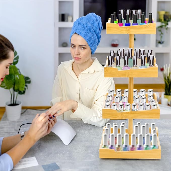 ZAVOOS Nail Polish Organizer, 4 Tier Bamboo Stand Essential Oil Display Rack - Image 7