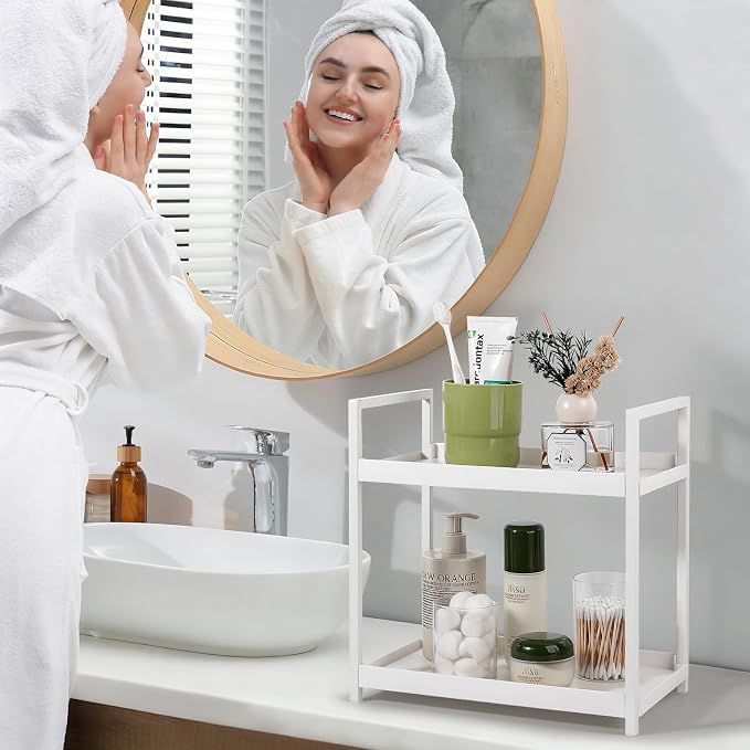 Anyoifax Bathroom Counter Organizer 2 Tier Vanity Storage Countertop Shelf - Image 3