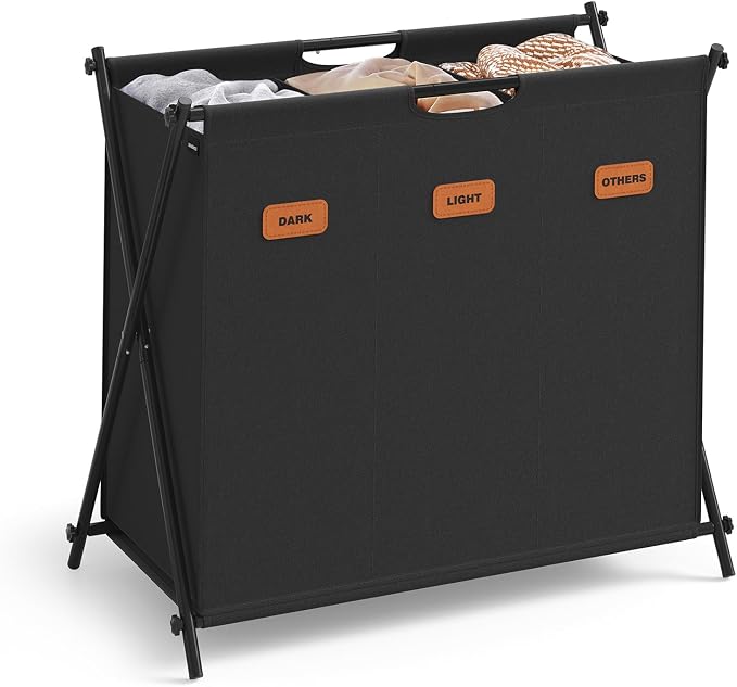 SONGMICS Laundry Hamper, Laundry Basket, 35.7 Gal. Laundry Sorter 3 Sections by Unknown