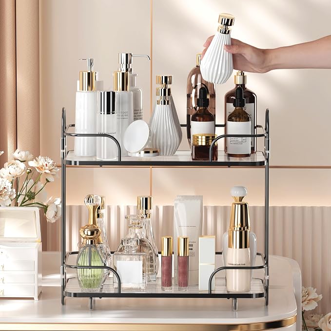 2 Tier Corner Bathroom Counter Organizer, Cosmetic Skincare Organizer, Bathroom - Image 6
