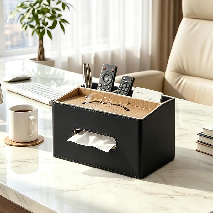 Rectangular Tissue Box Cover, PU Leather Facial Tissue Holder - Image 7