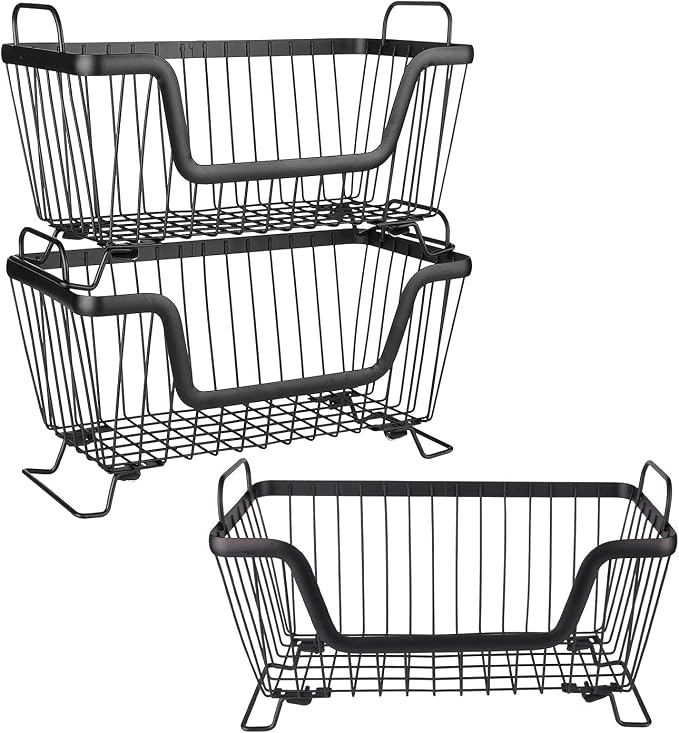 LOTTS Stackable Wire Basket, Metal Pantry Basket, Storage Organizer Bin - Image 8