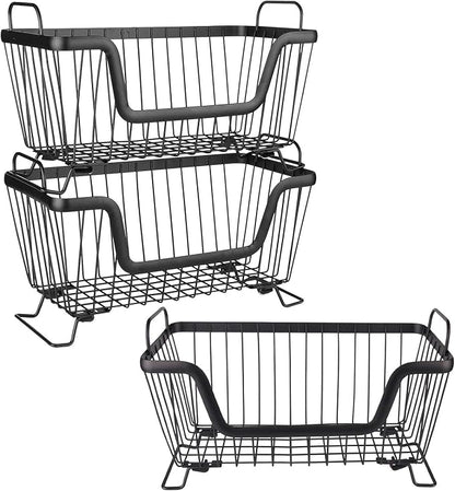LOTTS Stackable Wire Basket, Metal Pantry Basket, Storage Organizer Bin - Image 8