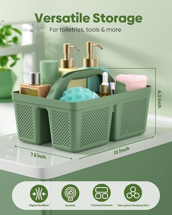 4 Pack Portable Shower Caddy, Integrated Handle, Reinforced Plastic, Organizer - Image 4