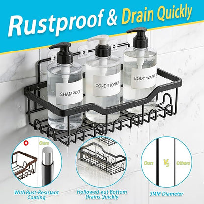 Fammart Adhesive Shower Caddy, No-Drill Large Capacity Shower Shelves - Image 5