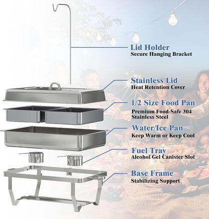 Chafing Dishes for Buffet 1 Pack, 11Qt Food Warmers for Parties Buffet - Image 7