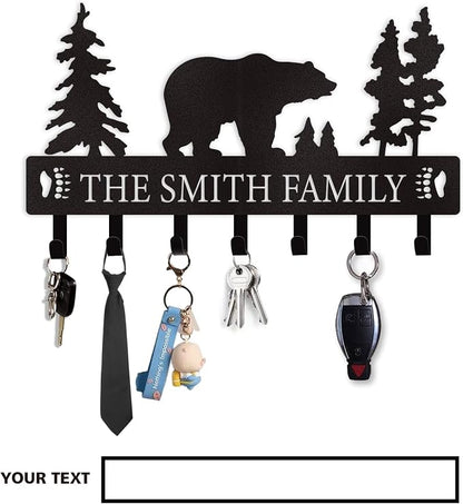 Personalized Key Holder for Wall, Custom Metal Black Bear Coat Hook Key Holder - Image 8