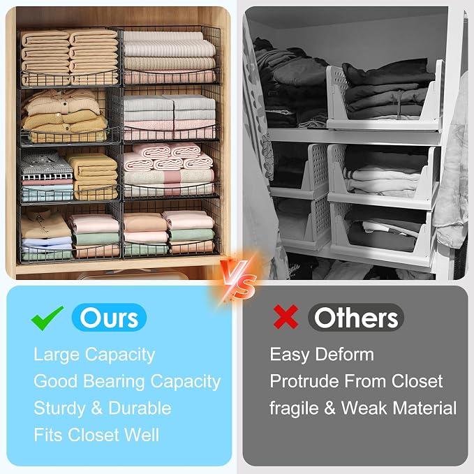 JKsmart 4-Tier Stackable Closet Organizers and Storage Shelves, Extend Clothing - Image 7