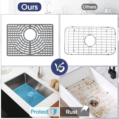 Silicone Sink Protector 19"x13" Rear Drain Hole, Heat Resistant Non-slip - Image 4
