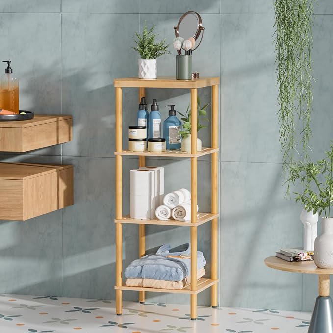 AmazerBath Bamboo Bathroom Shelf, 4-Tier Bathroom Storage Shelf, Space Saver - Image 7