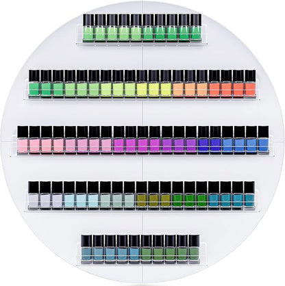 Wall Mount Nail Polish Organizer, Wood Nail Polish Rack w/Acrylic Barrier - Image 6