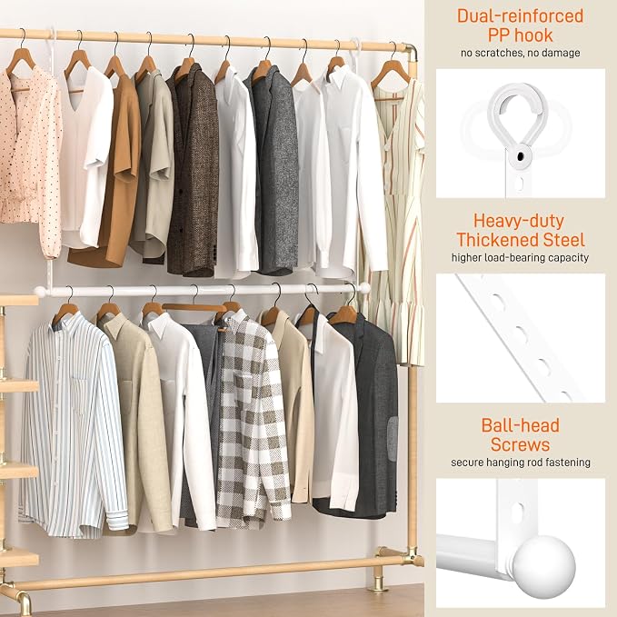 SUTINE Closet Rods for Hanging Clothes, Adjustable Closet Extender Hanging Rod - Image 3