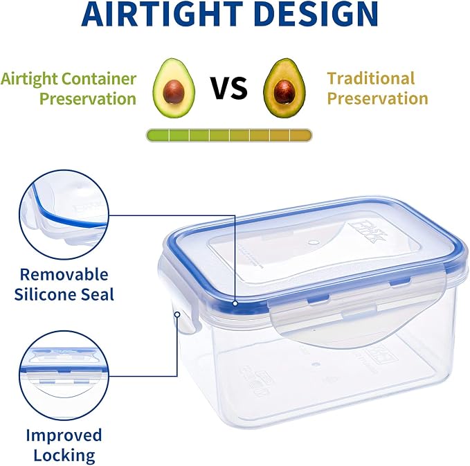 KIGI Small Food Storage Containers, 4-Sided Locking Airtight Lids, BPA-Free - Image 3