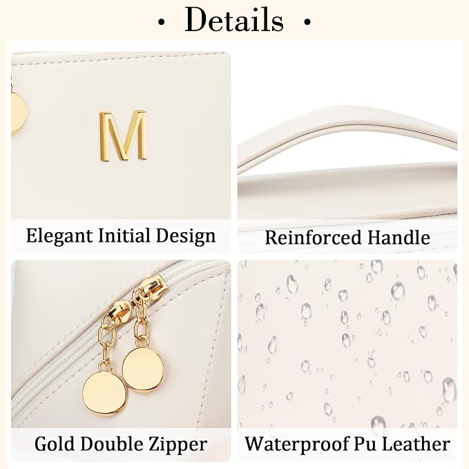 Birthday Gifts for Women Teen Girl, Personalized Initial Makeup Organizer Bag - Image 4