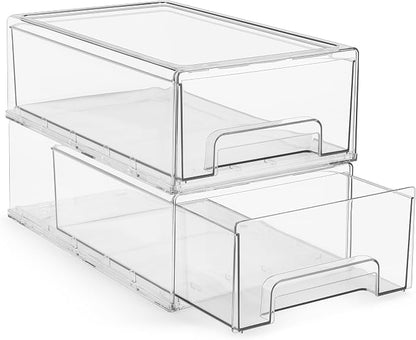 Sorbus Medium Clear Stackable Storage Drawers – 2-Pack Plastic Organizer Bins by Sorbus
