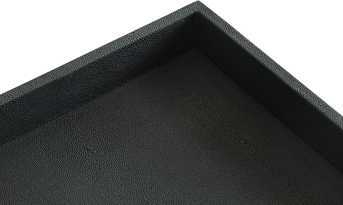 HofferRuffer Extra Large Square Serving Tray, Elegant Faux Leather Ottoman Tray - Image 8