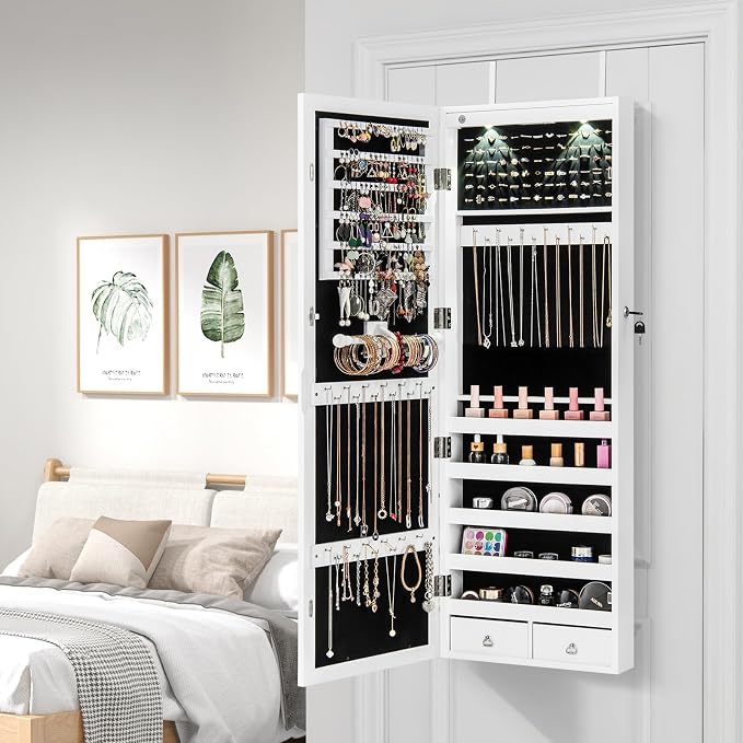 Giantex Jewelry Armoire Wall Door Mounted, Lockable Jewelry Cabinet - Image 3