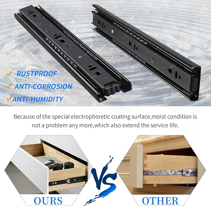 YENUO 10 Pairs 3-Fold Full Extension Drawer Slides Ball Bearing 10–24 Inch | - Image 6