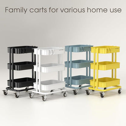 3 Tier Rolling Cart Metal Utility Cart - Image 9