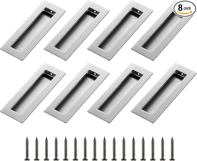Ravinte 8 Pack Brushed Nickel Sliding Closet Door Handles Silver Flush Pulls by Ravinte