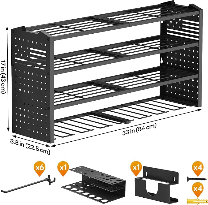 Tomorotec 4-Layer Wall-Mounted Power Tool Storage Rack, Heavy-Duty Steel Drill - Image 7