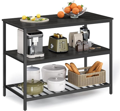 VASAGLE Kitchen Island with 3 Shelves, 47.2 Inches Width Kitchen Shelf with by VASAGLEbySONGMICSHOME
