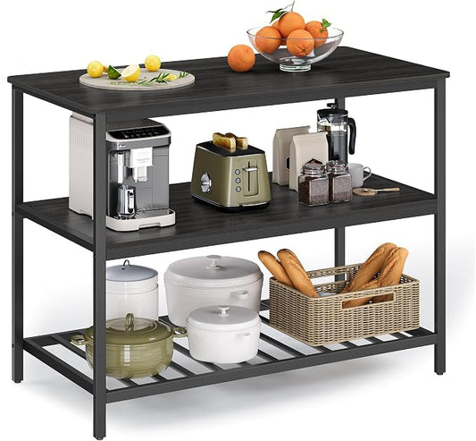 VASAGLE Kitchen Island with 3 Shelves, 47.2 Inches Width Kitchen Shelf with by VASAGLEbySONGMICSHOME