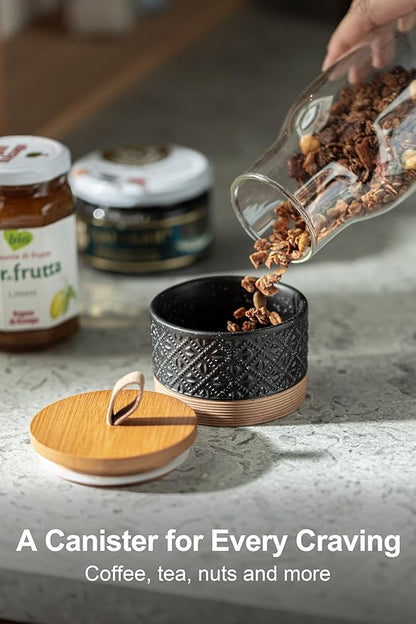 Miamolo Mini Ceramic Jars with Airtight Lid, Coffee Container Canister Kitchen - Image 2