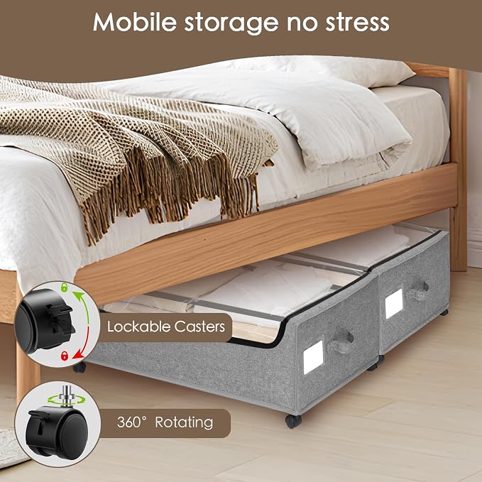 Under Bed Storage with Wheels, Underbed Storage Bins, XXXL 85L 11 inches - Image 4