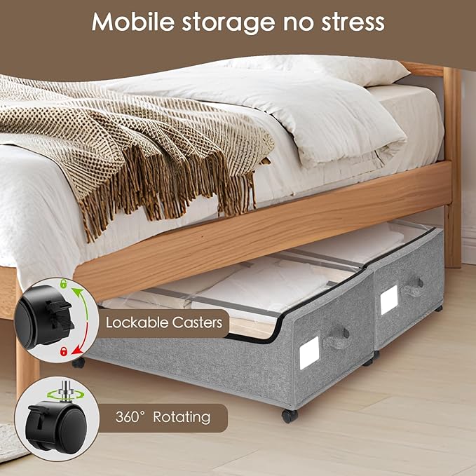 Under Bed Storage with Wheels, Underbed Storage Bins, XXXL 85L 11 inches - Image 5