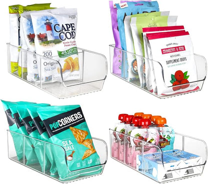 ELTOW 4-Pack Snack Organizer, 3-Compartment Plastic Bins by Eltow