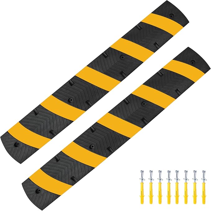Orangestar Speed Bumps 2-Pack, 6FT Heavy Duty Rubber Driveway Bump by OrangeStar