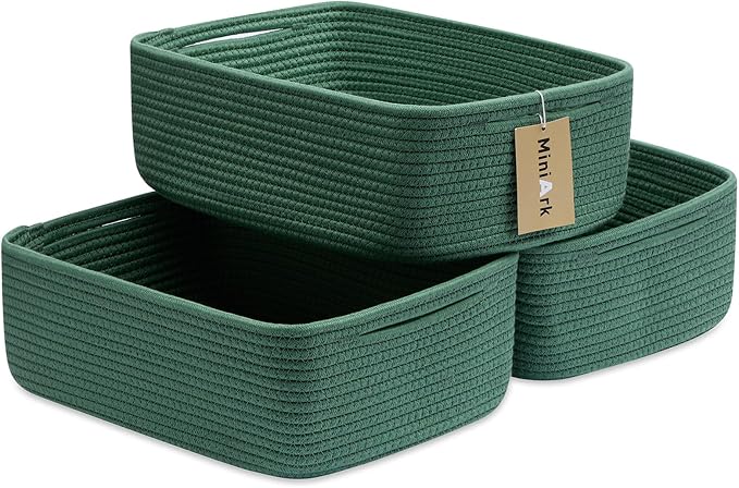 Large Shallow Organizing Baskets 15x11x5.1 Inches by MiniArkStorageBasketsHome