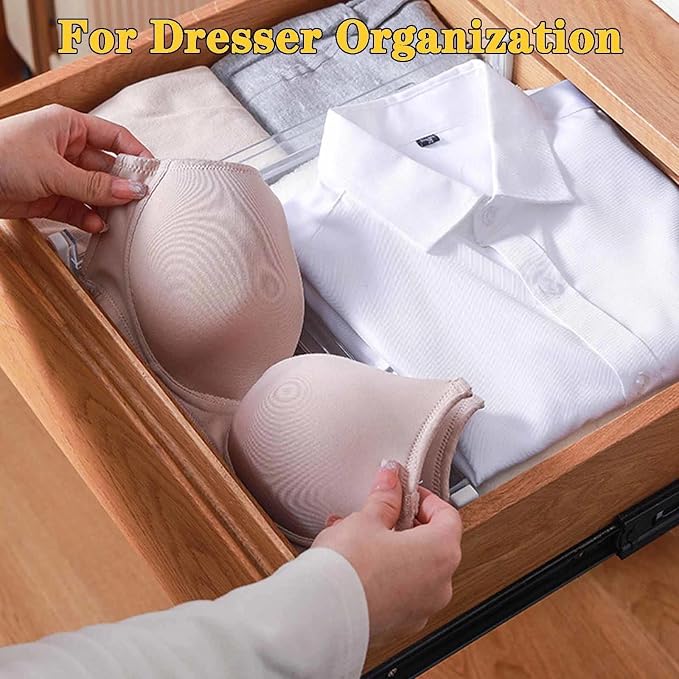 8 Pcs Drawer Dividers for Clothes, 3.15" High 11.34"-19.69" Adjustable - Image 6
