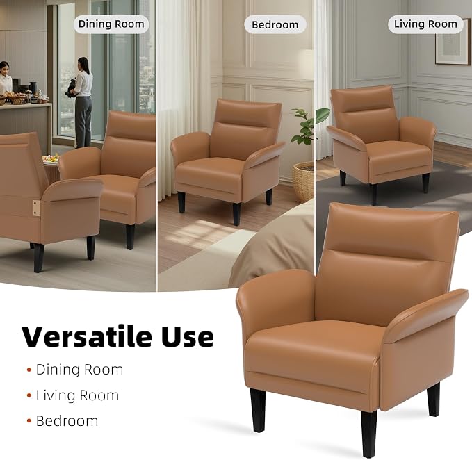 2-Pack Faux Leather Accent Sofas, Symmetrical Shawl Armchairs - Image 9