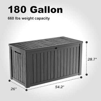 180 Gallon Waterproof Outdoor Storage Box, UV Resistant Resin Deck Box - Image 2