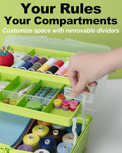 TERGOO 12in 3-Layer Plastic Craft Organizers and Storage, Portable Folding - Image 4