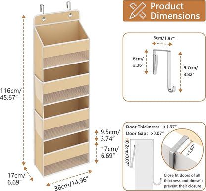 1 Pack 4-Tier Over the Door Organizer, Heavy-Duty Large Deep Pocket Hanging - Image 6