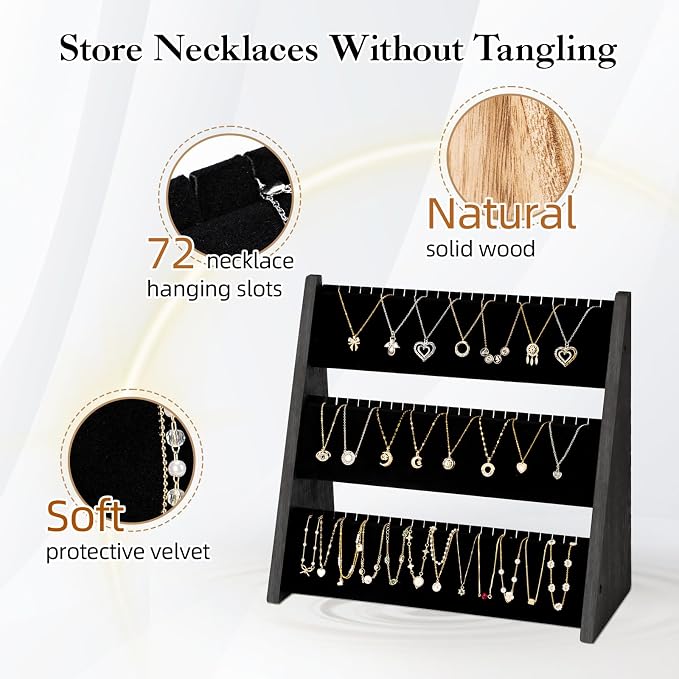 Necklace Organizer, 3-Tier Necklace Holder Jewelry Organizer Stand - Image 3