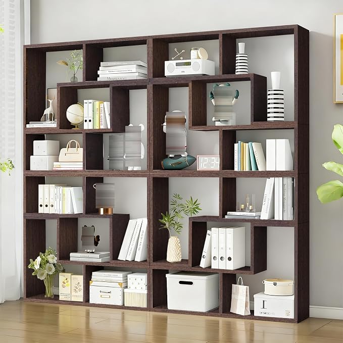 Expandable Bookcase with Adjustable Width, Wooden Room Divider Bookshelf by Unknown