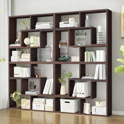 Expandable Bookcase with Adjustable Width, Wooden Room Divider Bookshelf by Unknown