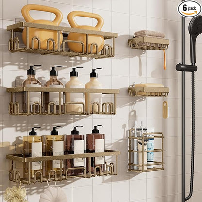 Veken Shower Caddy 6-Pack, No Drilling & Rustproof, Waterproof Adhesive Shelves by Veken