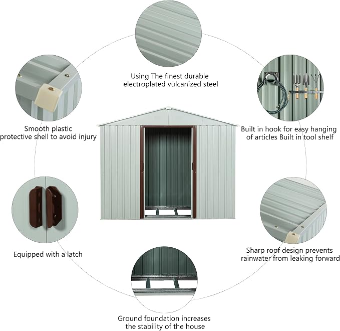 Outdoor Metal Storage Shed Window Ventilation Foundation Frame Waterproof - Image 5