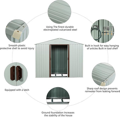 Outdoor Metal Storage Shed Window Ventilation Foundation Frame Waterproof - Image 5