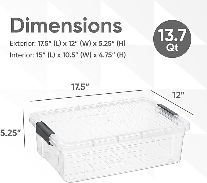 Superio Clear Storage Box with Lid, 13.7 Quart Plastic Container Bins - Image 3