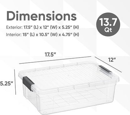 Superio Clear Storage Box with Lid, 13.7 Quart Plastic Container Bins - Image 3