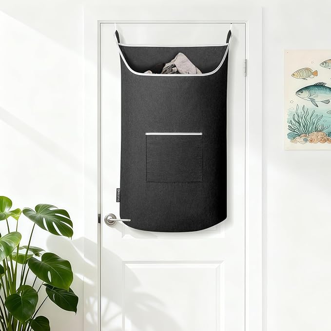 SAVERHO Black Hanging Laundry Hamper Bag, XL Door Hanging Hamper - Image 8